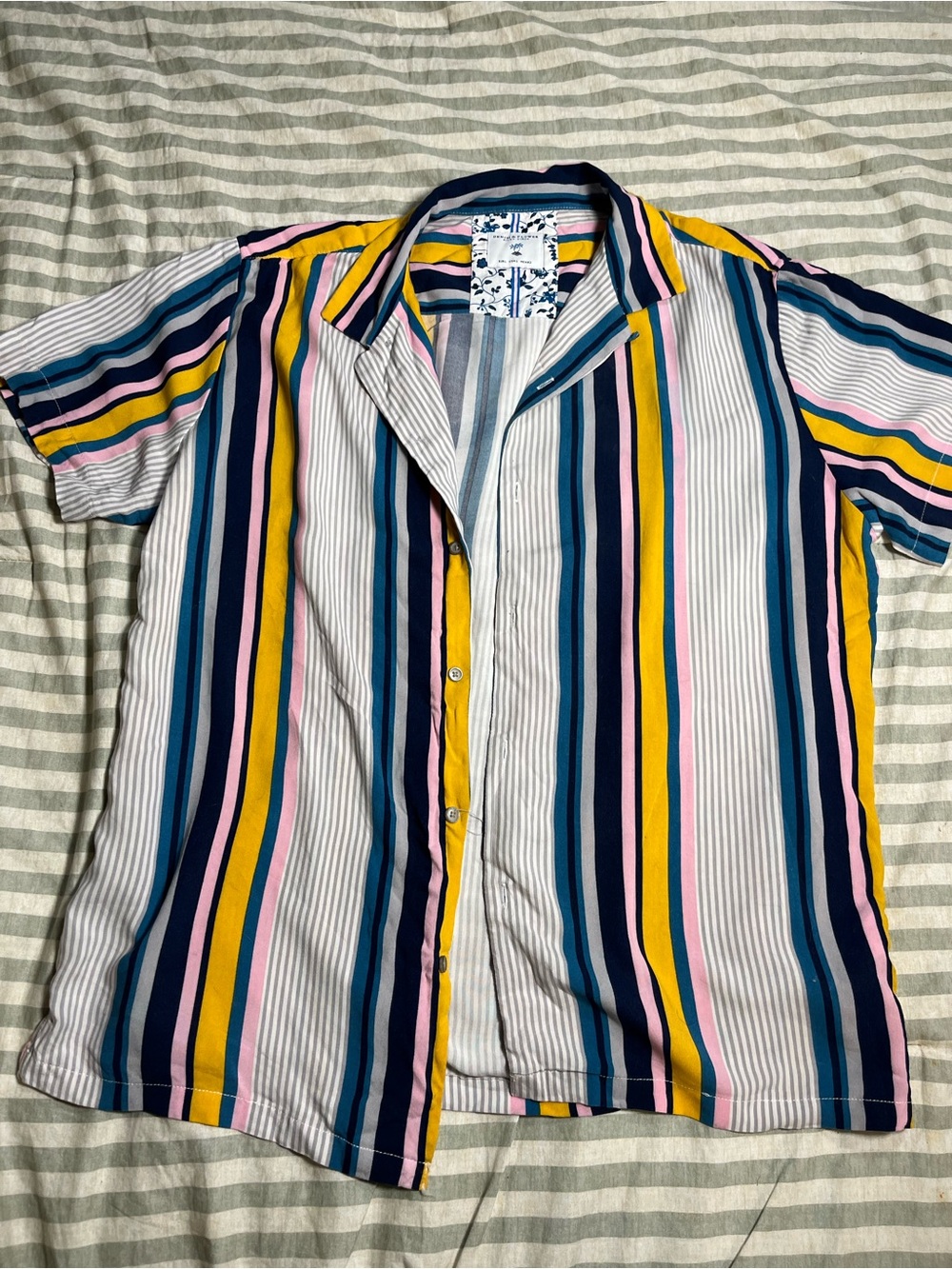 Denim & Flower Multicolor Vertical Stripe Short-Sleeve Button-Down Shirt